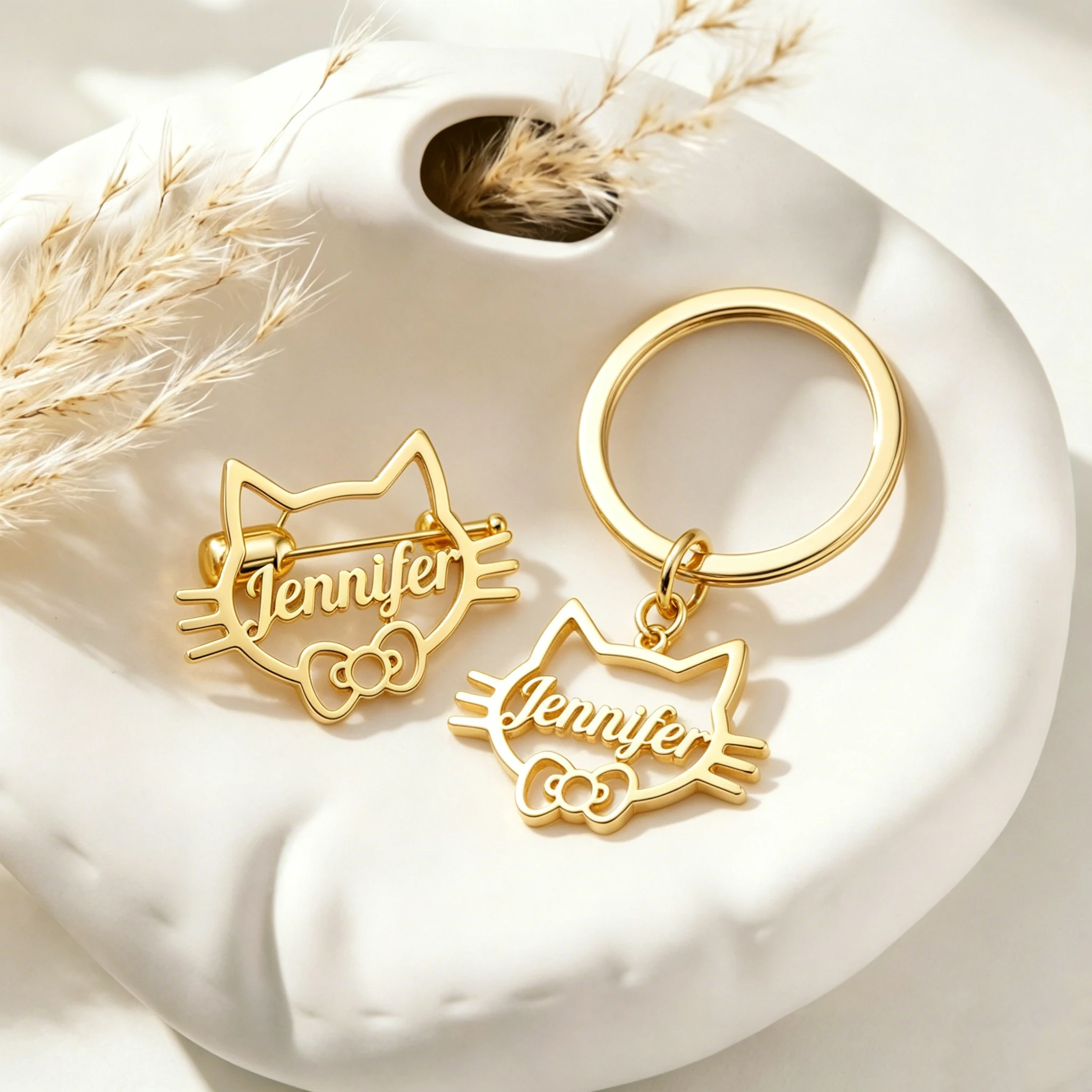 Custom Keychain Personalized Stainless Steel Jewelry Accessories Cat Key Chains Custom Name Personalized Mothers Day Gifts