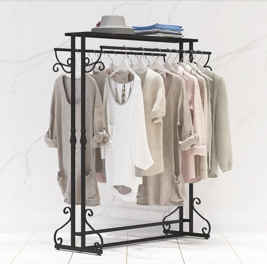 

Clothing store clothes rack double row middle island rack men's and women's clothing store shelf