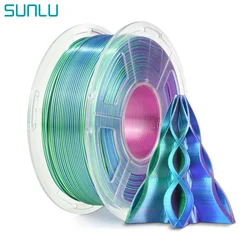 SUNLU-filamento de seda Pla Plus para impresora 3D, materiales de poda, 1,75mm ± 0,02 MM, Rabinbow, colores duales/triples, 1 kg/rollo