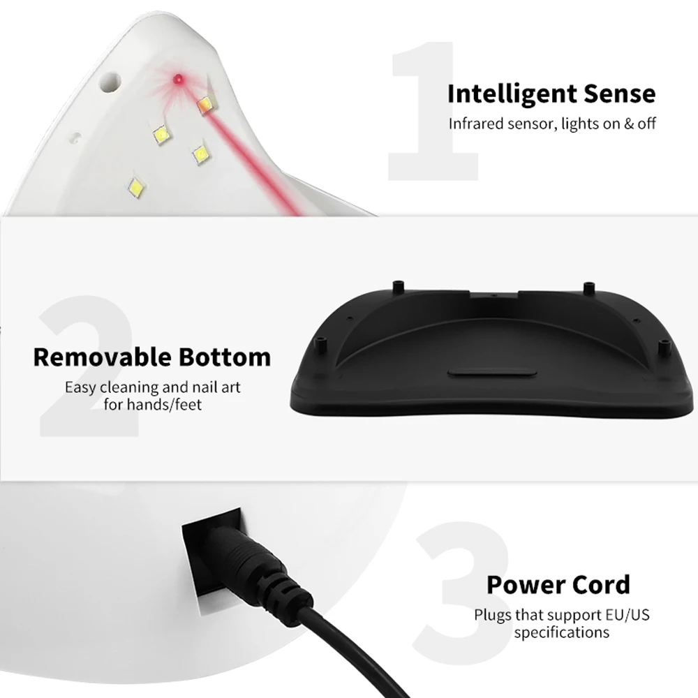مصباح أظافر LED بالأشعة فوق البنفسجية للمانيكير ، 45 مصباح للأظافر ، مصباح للأظافر ، طلاء الأظافر ، مصابيح مجفف الهلام ، أدوات الأظافر