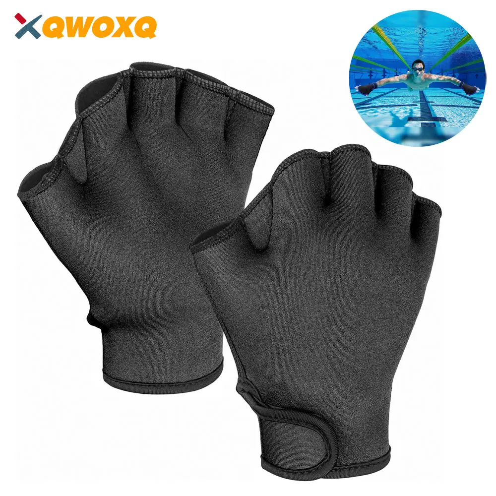 

1 Pair Aqua Gloves Webbed Paddle Swim Gloves Fitness Gym Water Aerobics and Swimming Resistance Training Gloves for Men Women