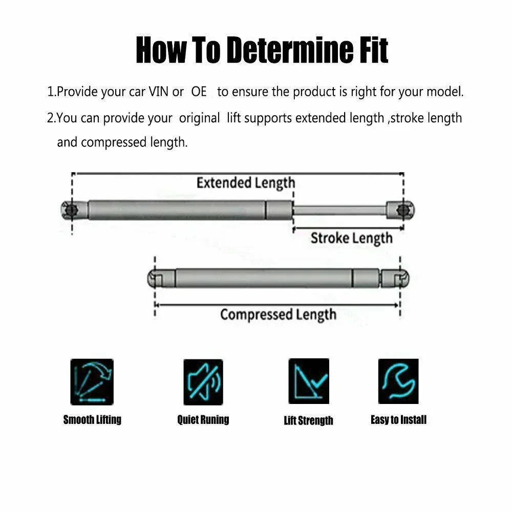 Set of 2 Rear Window Lift Supports Struts for Jeep Grand Cherokee ZJ 1994 1995 1996 1997 1998 4678 Extended Length: 18.66\'\'