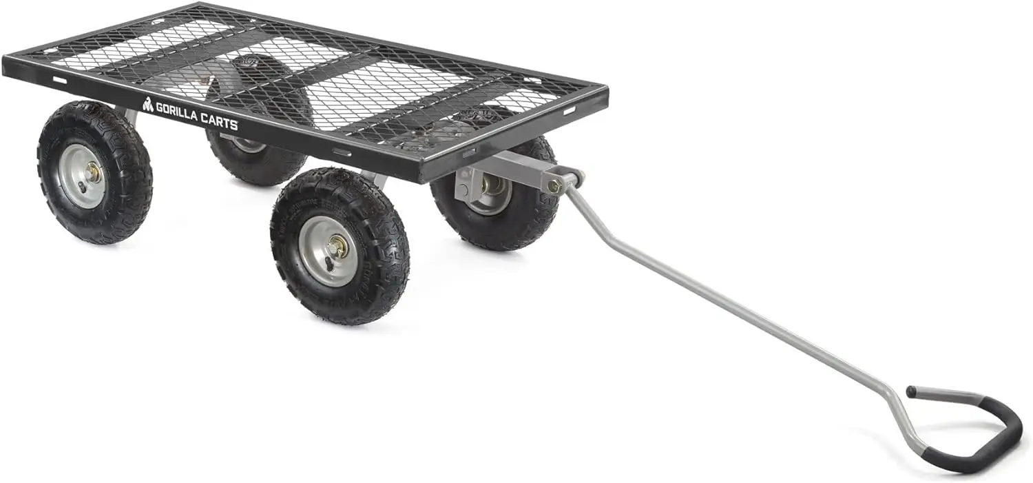 Carts 800 Pound Capacity Steel Utility Cart, Flatbed Dolly Gardening Cart Outdoor Yard Wagon with Tow Handle and Removable Sides