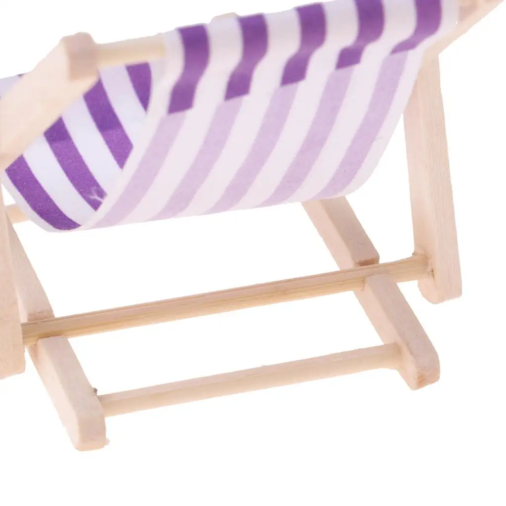 Miniature Wooden Dollhouse Chair Set Foldable Deck Chair 1 12 Scale Furniture for Dolls House