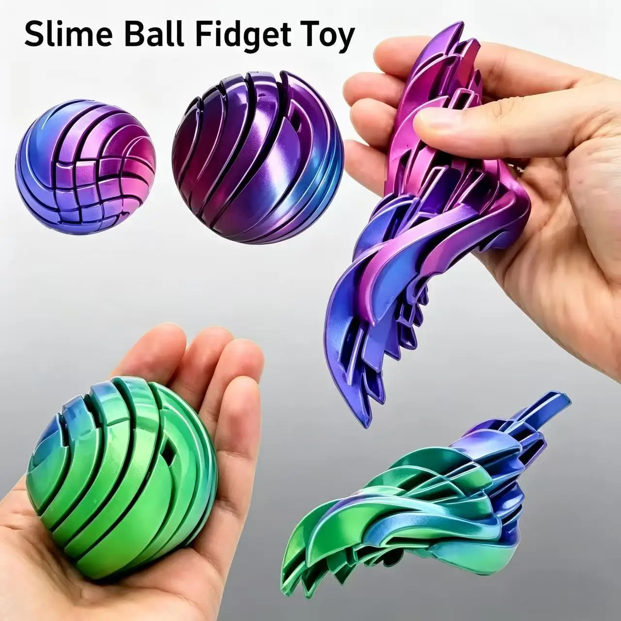 3D Printed Cute Cat, Adult Articulated Toy, Green Gradient, Orange Gradient, Purple Gradient, Cat Decoration, Round Gear Twist Ball, Liquid Flow Ball, Movable Joint Fun Cat Figurine, Sensory Toy, Stress Relief Toy, Desktop Toy, Cool Toy, Desktop Decoration Ideal for Teenagers and Adults, Holiday Gift, Birthday Gift