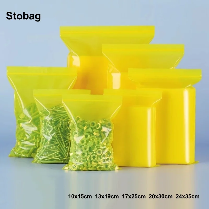 

StoBag 100pcs VCI Rust-proof Yellow Transparent Ziplock Bags Self-sealing Metal Packaging Storage Plastic Reusable Pouches