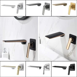 SKOWLL-Wall Mount Torneira Cachoeira, Pia Do Banheiro, Vanity Mixer Tap, Single Handle, 2 Buraco