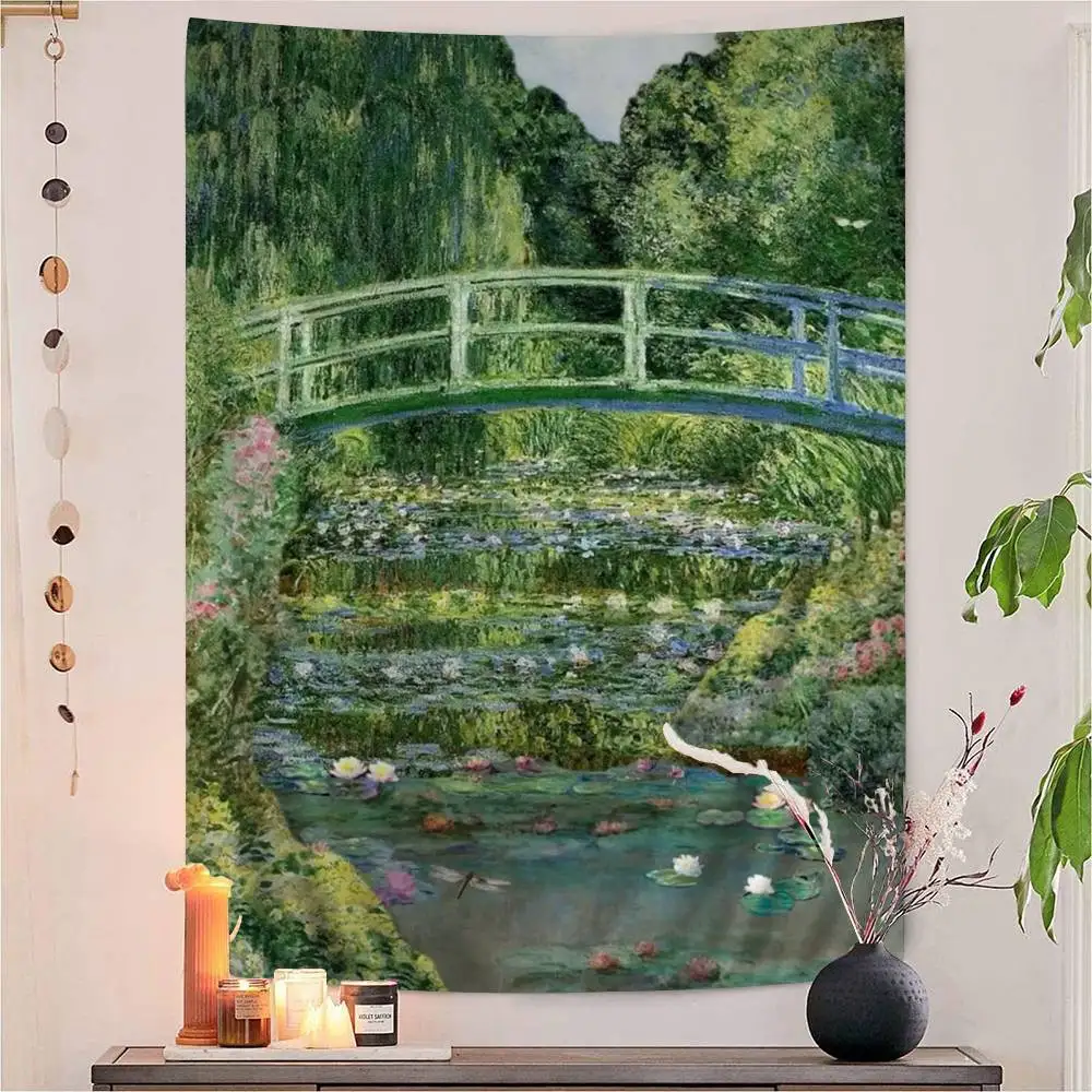 Monet Abstract Landscape Art Anime Tapestry Hanging Tarot Hippie Wall Rugs Dorm Home Decor