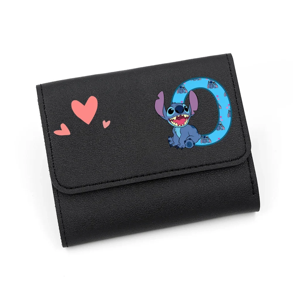 Stitch dompet wanita motif alfabet, dompet kartu untuk wanita, dompet alfabet bahasa Inggris, dompet Stitch Kawaii