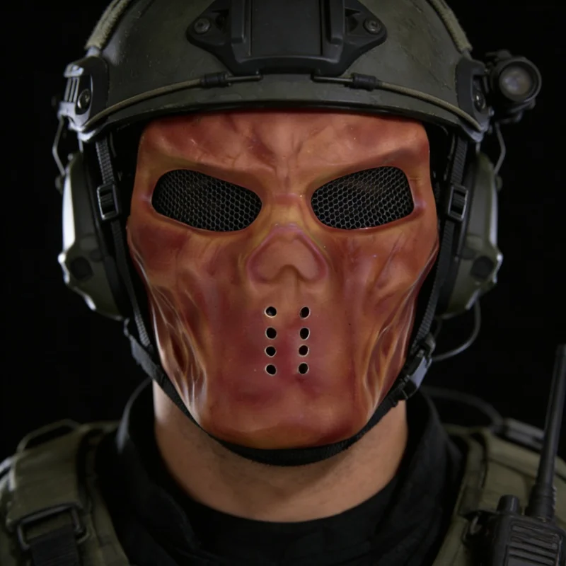 Skull Warrior Mask PVC Cool Camouflage Party Cosplay Costume Props Gift for Boyfriend Mens Horror Game Party Decor Cycling Mask