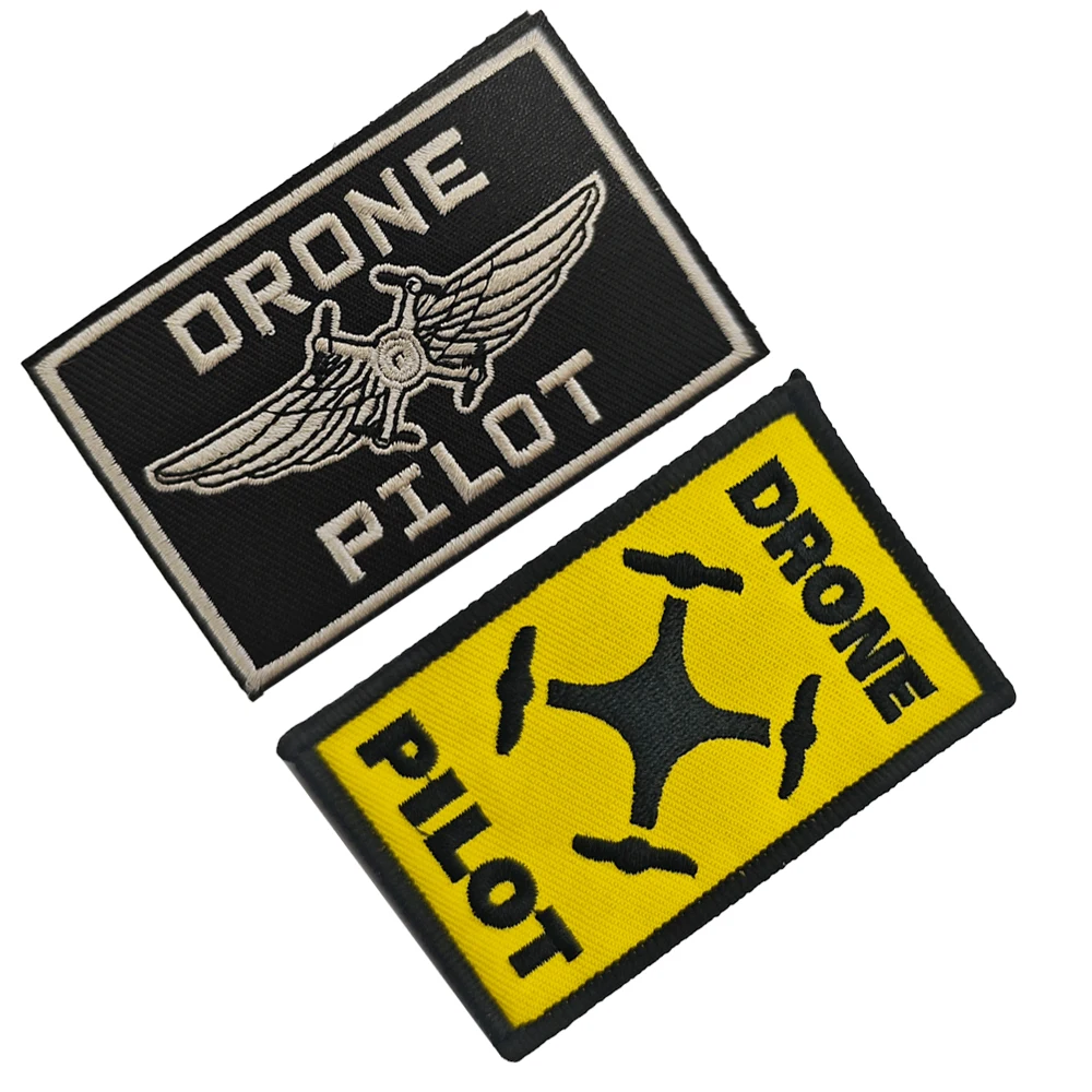 Drone Pilot Embroidered Patch Hook & Loop, Quadcopter Wings Tactical Morale Badge DIY For Backpack Jacket Vest Hat FPV Drone