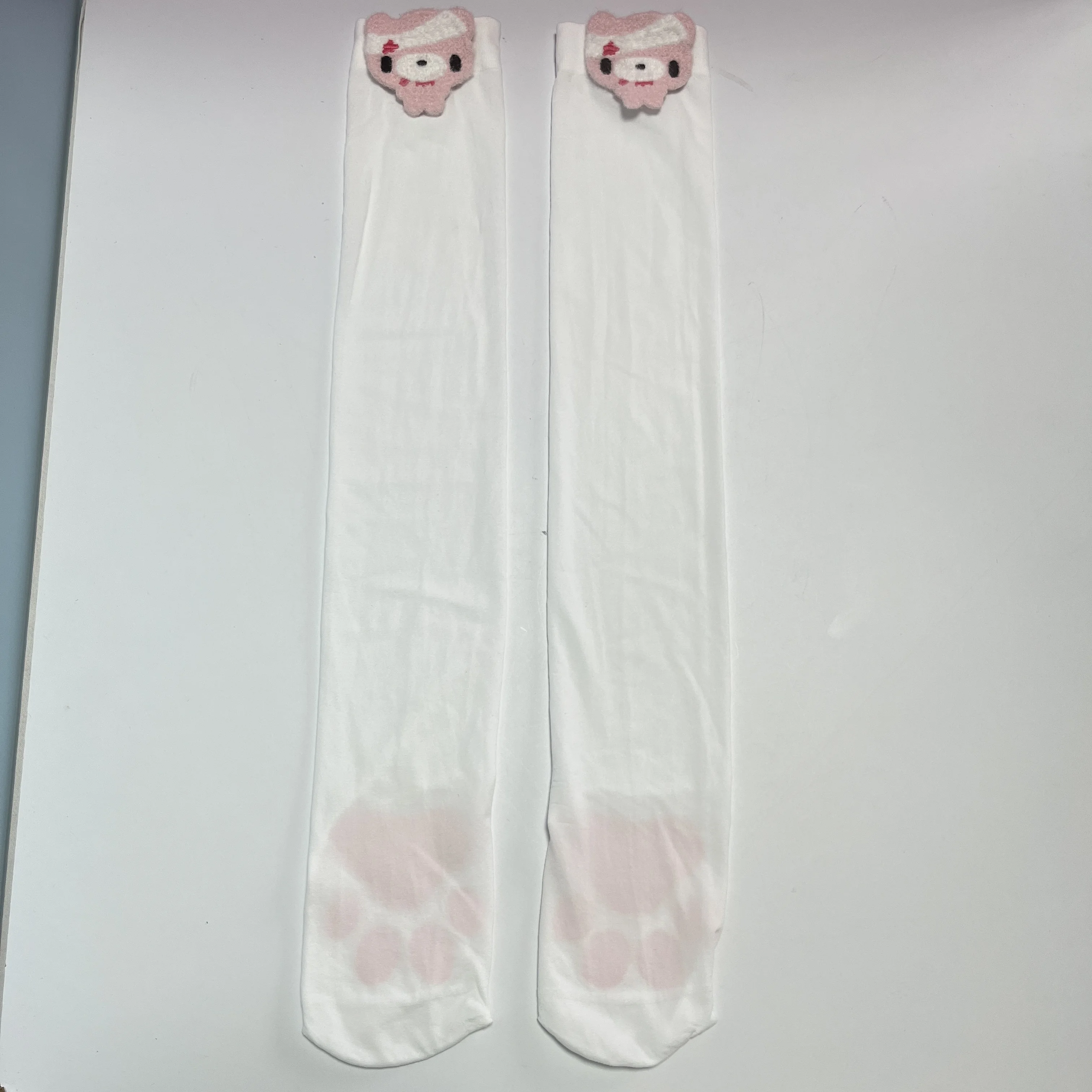 

Cute Cat Paw Thigh High Socks for Women, Kawaii Bear Decor Long Over Knee Socks, Lolita JK Cosplay Stockings, Black/White