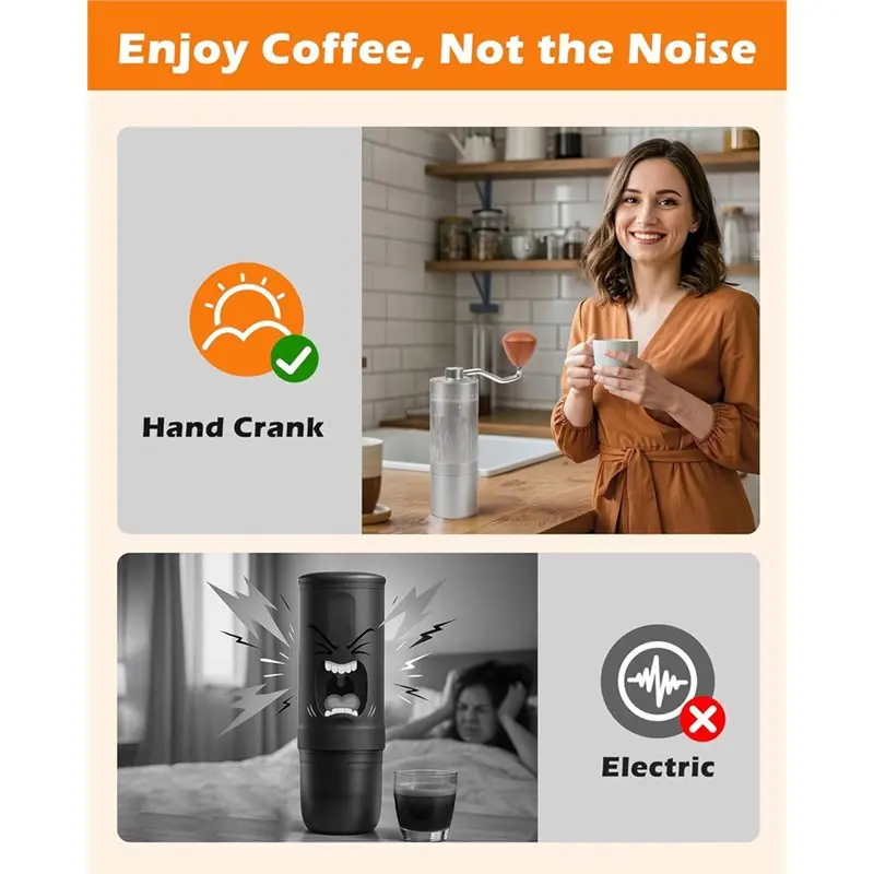 YCOC-Manual For Coffee Grinder 22G Capacity Stainless Steel Burr Handheld Mill For Espresso, 55 Adjustable Settings& Quiet Opera