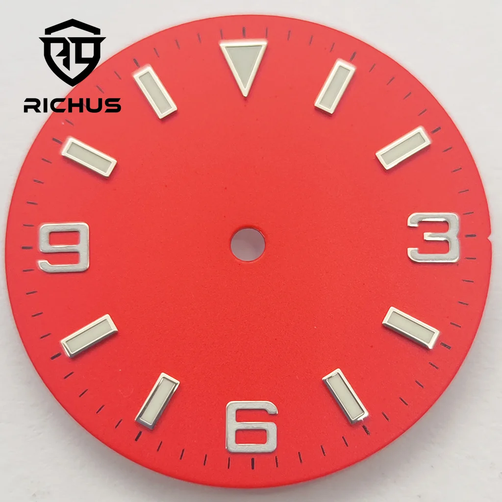 RICHUS 29mm esfera del reloj azul verde luminoso ajuste NH35 NH36 ETA2824 2836 Miyota8215DG2813 3804 movimiento