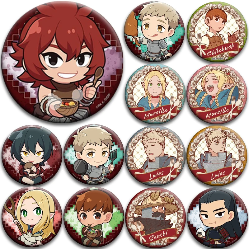 

32/44/58mm Anime Delicious in Dungeon Button Pins Snap-on Design Brooches Daily Fashion Decoration Badge Ideal Gifts for Friends