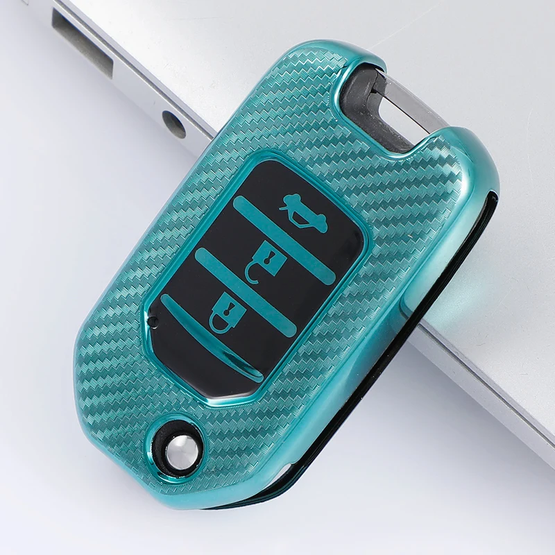 Carbon Fiber TPU Car Key Case Covers Shell for Honda Civic Accord City CR-V Jazz XR-V Vezel HR-V FRV Crider Odyssey Accessories