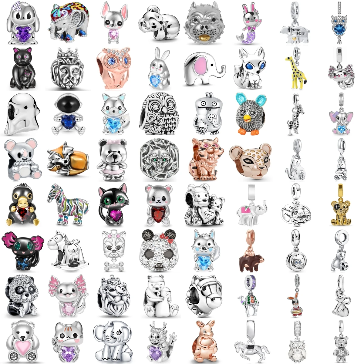 

Hot Sale Animal Series Elephant Cat Lion Rabbit Monkey 925 Silver Jewelry Pendant Beads For Original Women Bracelet Accessories