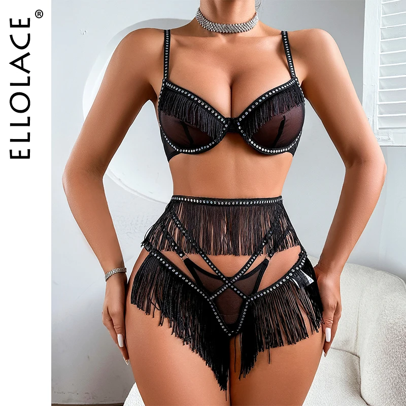 

Ellolace Tassel Sexy Lingerie To Catch Sequin Hot Ultra Sexy Exotic Sets Sissy Attractive Chest Suspenders Ensemble Outfit