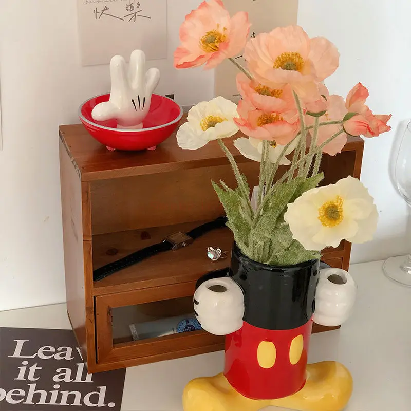 ديزني-أنيمي ميكي ماوس حامل للديكور المنزل ، السيراميك زهرة زهرية ، المنقولة دمية لعبة ، المطبخ عود حامل ، أنبوب التخزين ، هدية