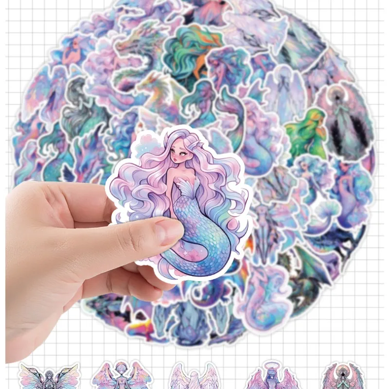 50 Uds. Pegatinas decorativas de grafiti creativas de sirena de Ángel personalizadas de dibujos animados