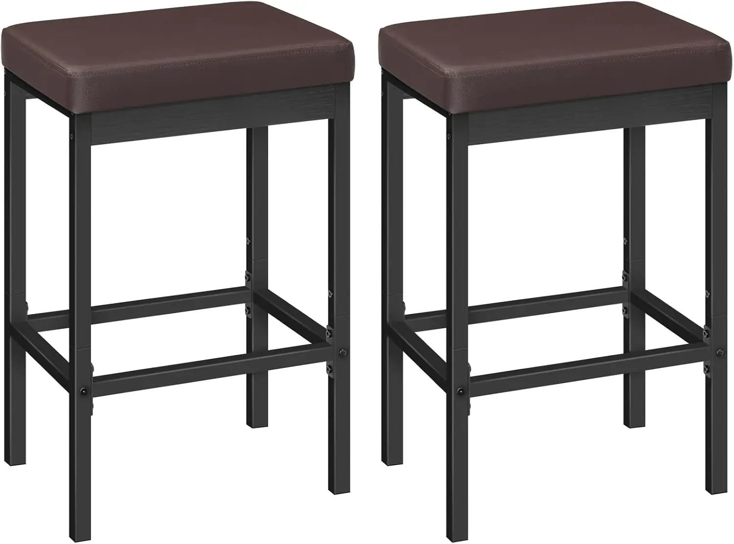 

Bar Stools, Set of 2 Barstools, 24.8-Inch Height Stools, Breakfast Barstools, Kitchen Bar Chairs, 2" Thick Upholstery,