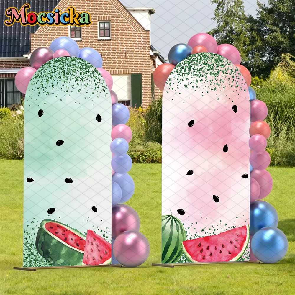 

Mocsicka Watermelon Arch Covers Backdrop Elastic Double-Sided Summer Fruits Party Arched Background Birthday Wedding Decorations