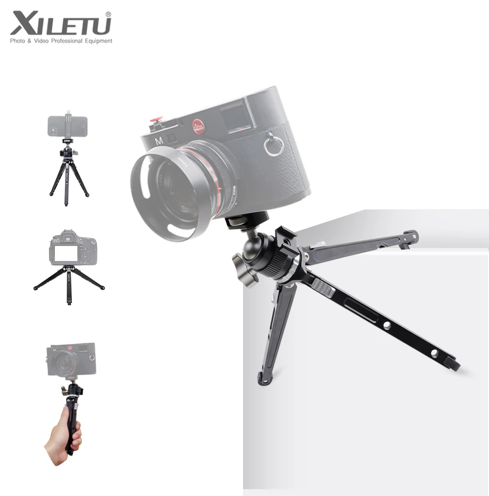 

XILETU Vlogging Tripod Handheld Cold Shoe Head Micro Single Camera Phone Stand Video Blog Tripod Desktop Selfie Tripod