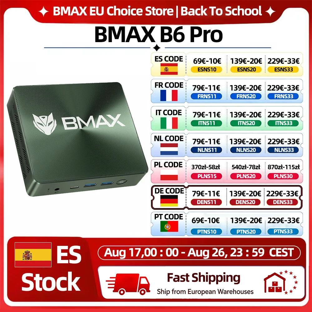 BMAX B6 Pro Mini-PC Intel Core i5-1030NG7 16GB LPDDR4 512GB NVMe SSD WiFi 5 Bluetooth 4.2 Dreifachbildschirm 4K Windows 11 Kompakter Computer für Büro, Design und leichte Spiele