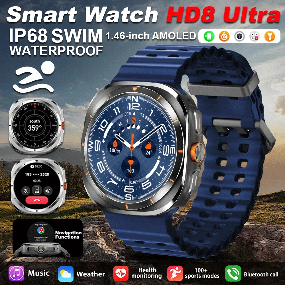 

2025 New Smart Watch 7 Ultra Men Waterproof Watches Bluetooth Call Map Compass 1.46" AMOLED Screen 4GB Smartwatch For Man Women