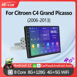 Car Android Radio for Citroen C4 Grand Picasso 2006-2013 Wireless CarPlay Android Auto Navigation Multimedia Player Head Unit