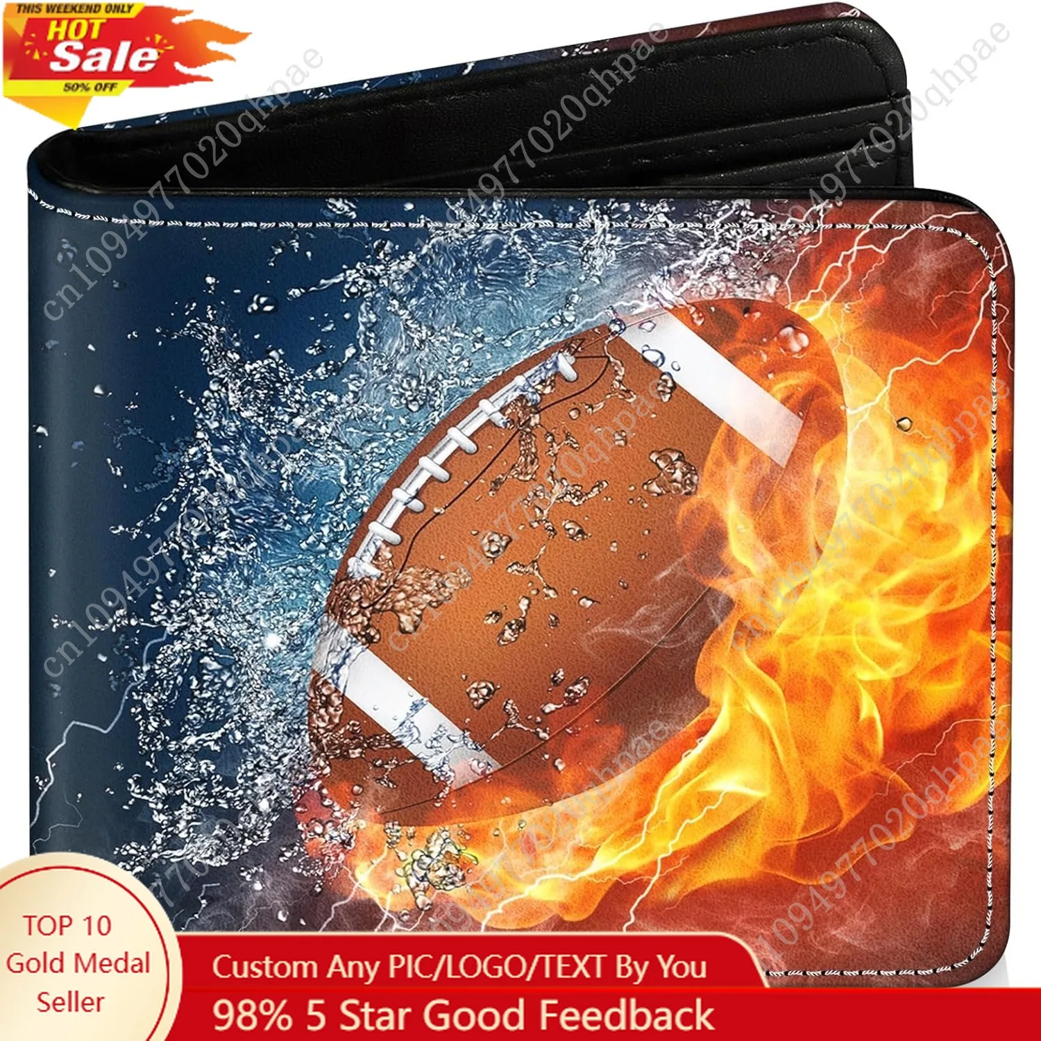 

Teen Boys Wallet for Kids - Football Kids Wallet for Boys Leather Credit Id Card Cash Holder Rfid Blocking Zipper Cool Funny wit