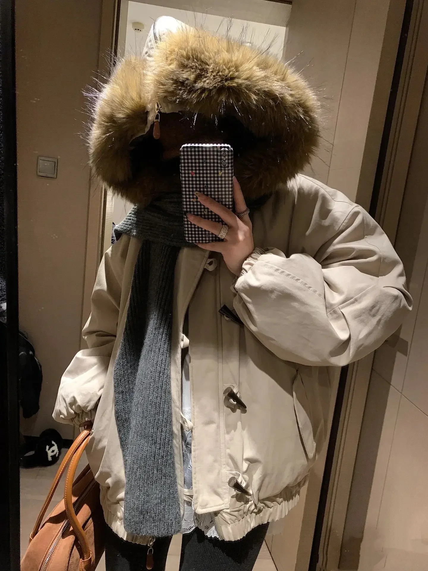 

2025 Winter New Women's Down Cotton Jacket Oversized Commuter Hooded Work Clothes Parker Jacket