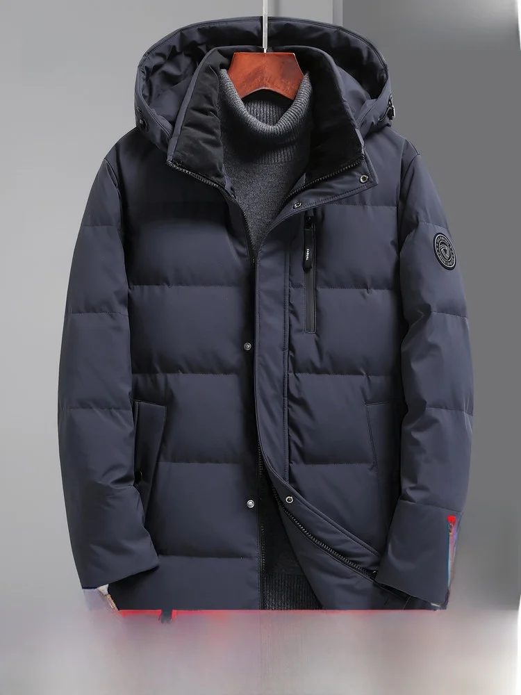 

Новая мужская удлиненная пуховая куртка Snow Flng 2026 для весны, простая теплая верхняя одежда из полиэфирного волокна с наполнителем из пуха