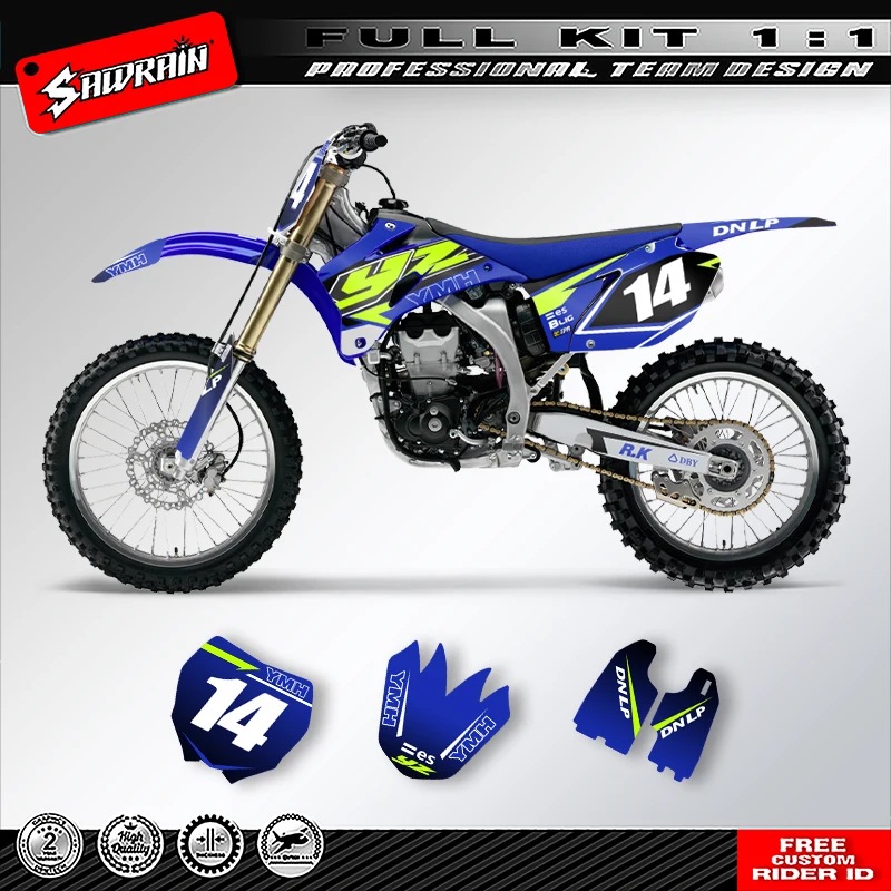

Sawrain Motorcycle Sticker Custom Team Graphics Decals Kit For YAMAHA YZF250-450 2006 2007 2008 2009 009
