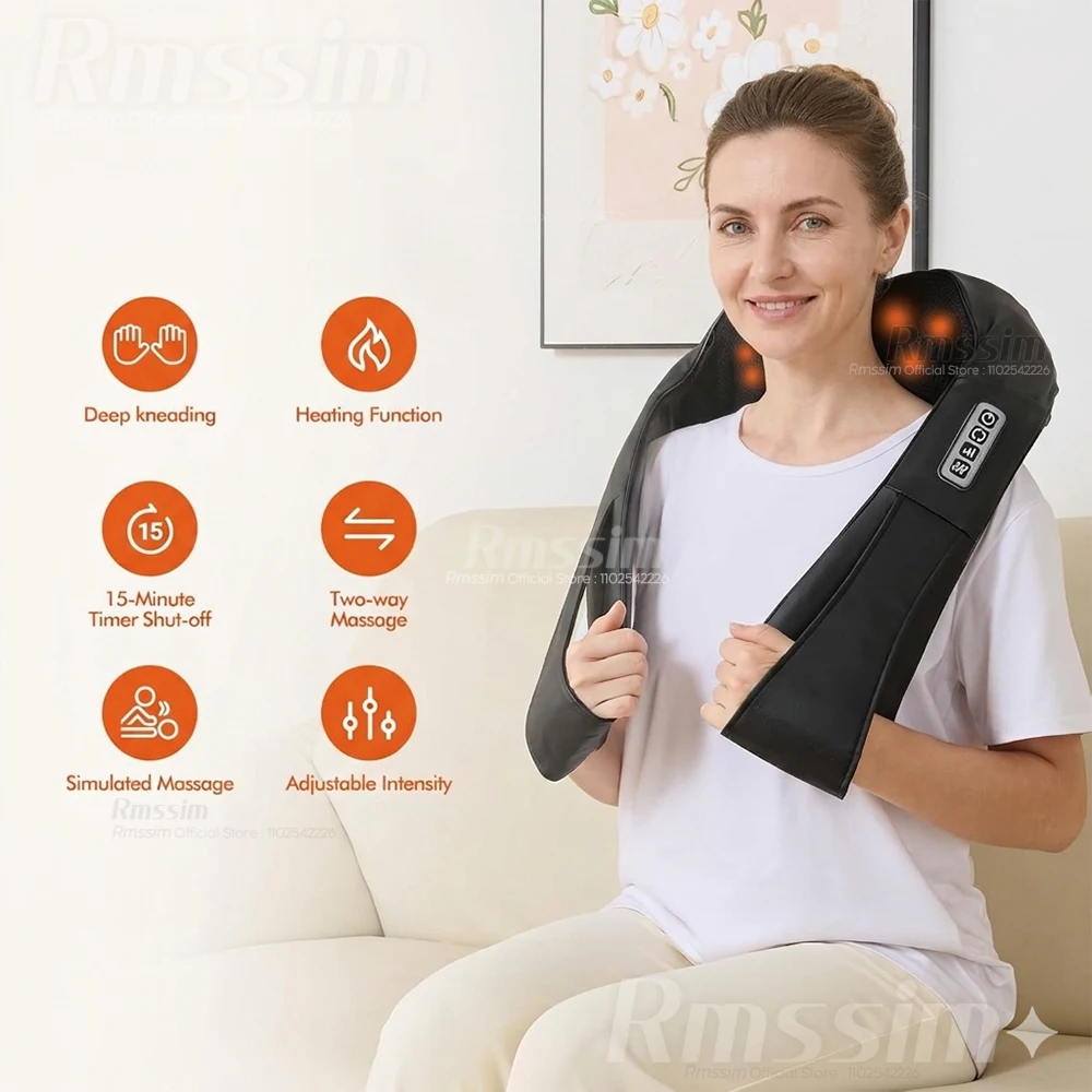 Electric Neck and Shoulder Massager with Heat, Deep Tissue 3D Kneading Pillow Shiatsu Back Massager for Muscle Pain Relief - view 2