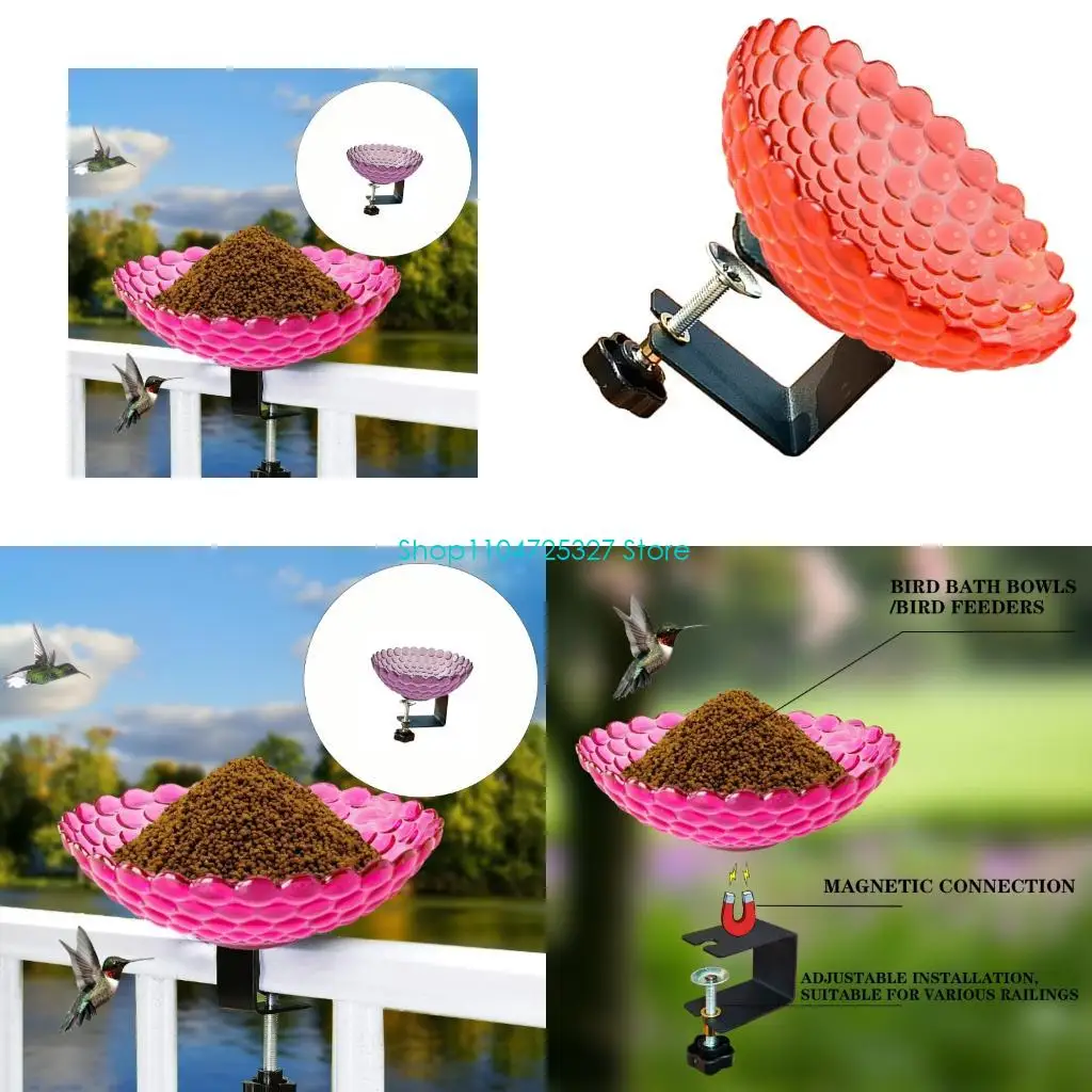 

D8KF Light weight Plastic Metal Bird Bath Garden Ornaments Attracts Songbird