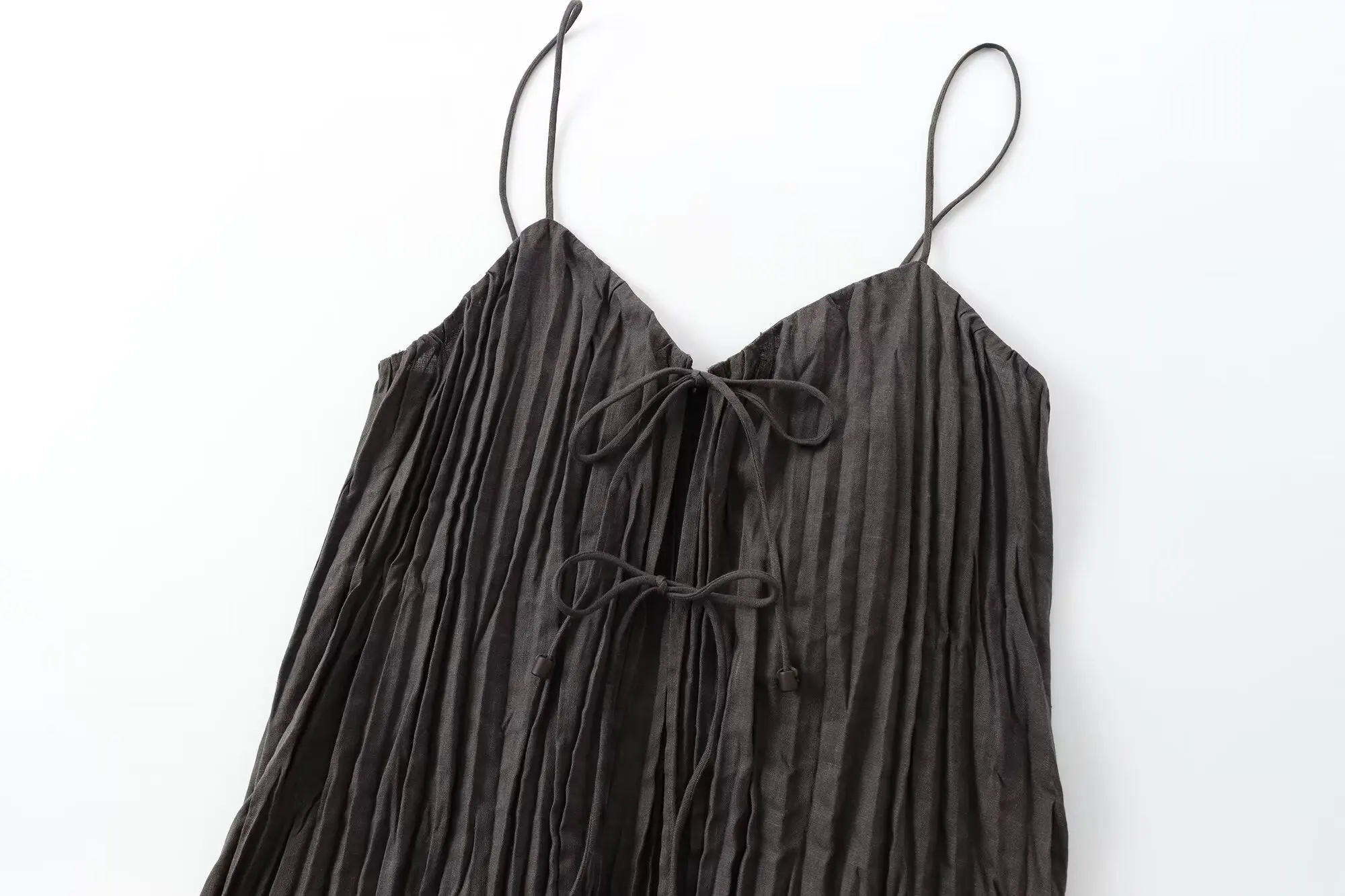 Maxdutti For Summer Vestidos Tassels Elegant Beach Dress French Minimalist Dress Women Pleated Suspenders Dress Women