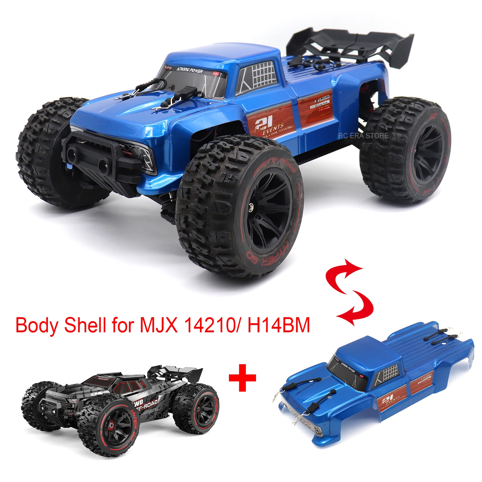 2 PCS/Lot Modified Monster Truck Body Shell for MJX Hyper Go 14210 H14BM 1/14 Scale RC Car Upgrade Parts with Clip Retainer