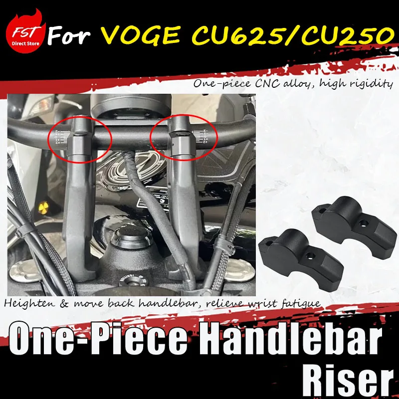 For VOGE CU250/CU625, modify the accessory handlebar to increase the height and move it forward to form a single piece.