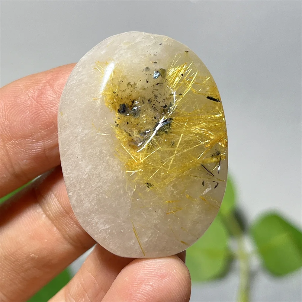 

Gold Rutile Hair Palm Crystal Natural Mini Healing Feng Shui Minerals Reiki Stone Energy Quartz Gemstones Home Decoration