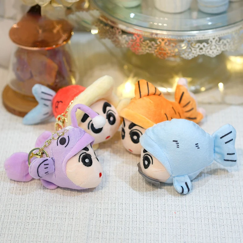 

Набор из 4 шт., 10 см, карандаш Шин-Чан, потому что рыба, игрушка, фигурки, слепая коробка, плюшевая кукла с когтями, мультяшный кулон, брелок, подарок