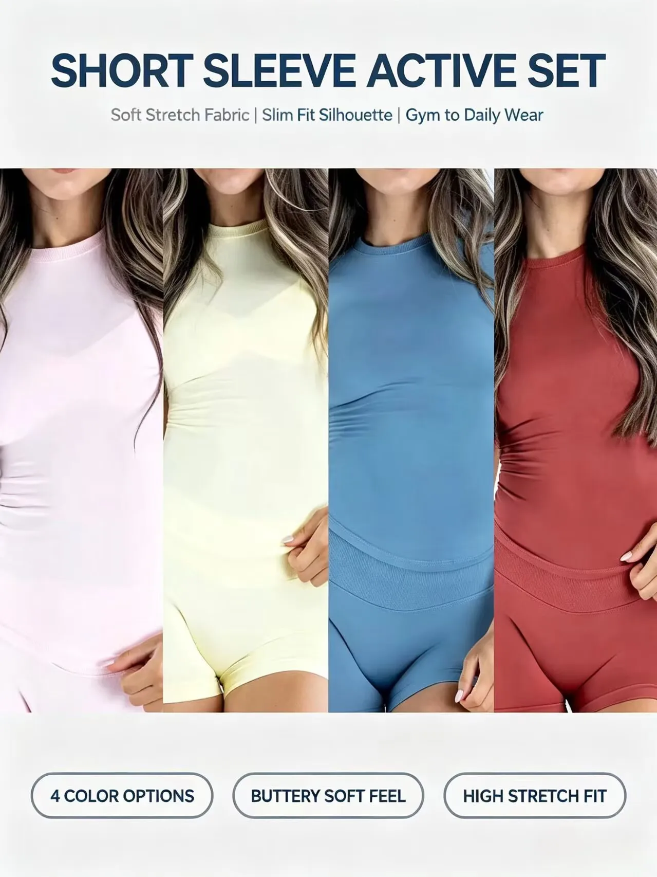 2Pcs Gym Set Seamless Body Shaper Short Sleeve Top Scrunch Butt Lift Shorts Tummy Control Pilates Yoga Tracksuit Women
