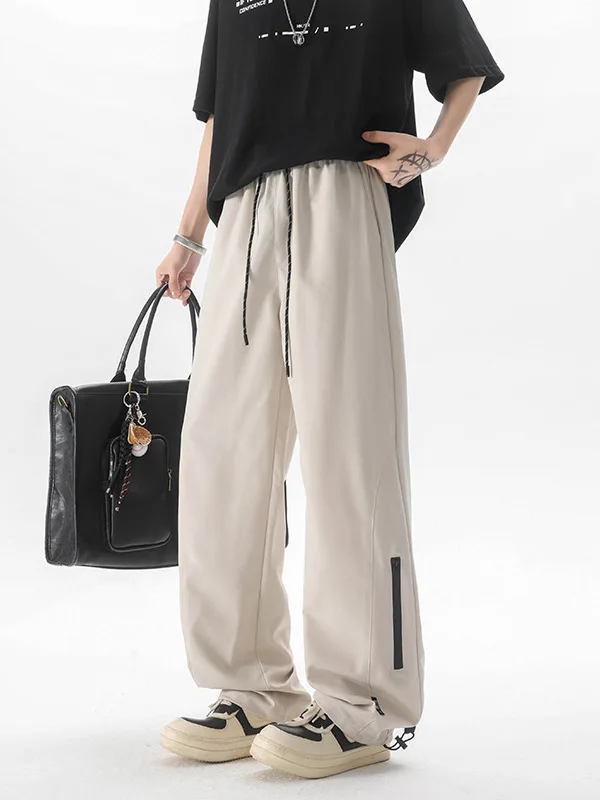 

WASSUP NURAYA American Retro Casual Pants Men's Spring Autumn New Trendy Loose Straight Leg Wide Leg Pants Polyester Fiber