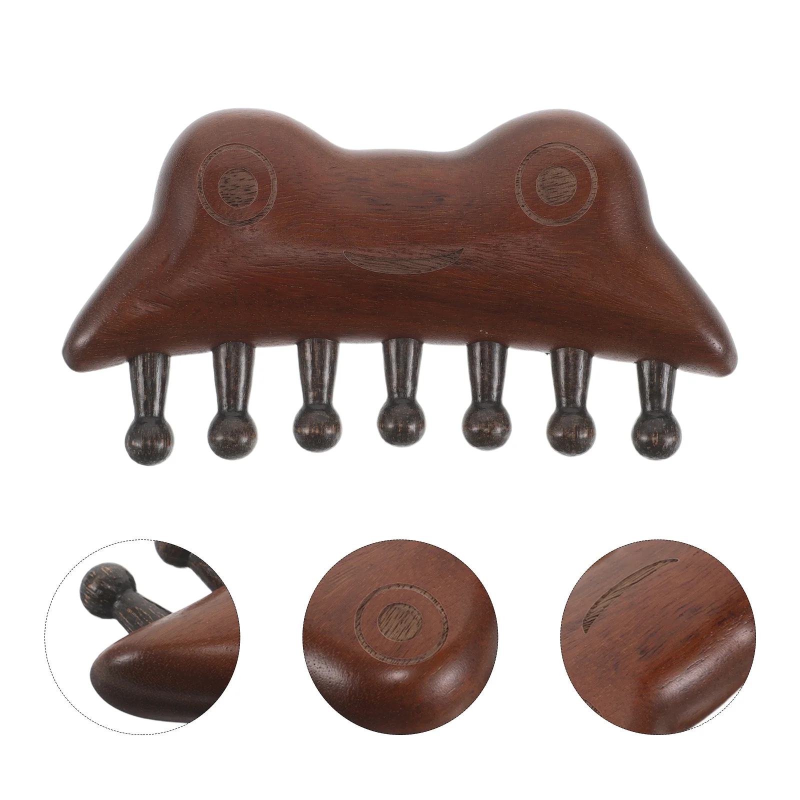 

2Pcs Wooden Scalp Massager Comb - Sandalwood Wide Tooth Detangler with Frog-Tipped Massage Pins for Hair Styling and Portable