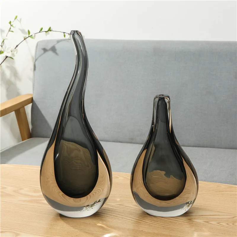 

Irregular modern simple glass transparent vase, special-shaped flower arrangement, new soft design decorative ornament