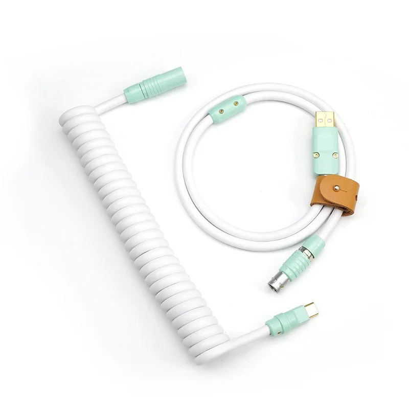 GC Manual Custom Mechanical Keyboard Data line Rubber Spring Contraction Rear Tiffany Hardware Rubber white