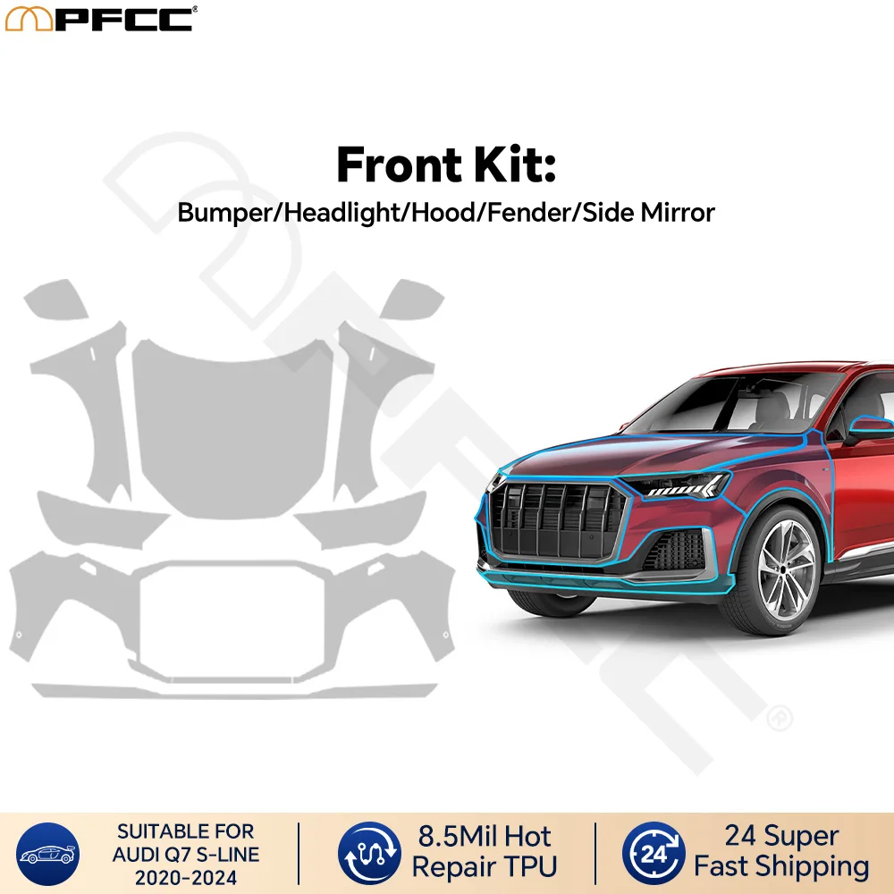 

8.5Mil TPU PPF Clear for Audi Q7 S-Line 2020-2024 Precut Paint Protective Film Front Hood Fender Kit Anti-Scratch Waterproof