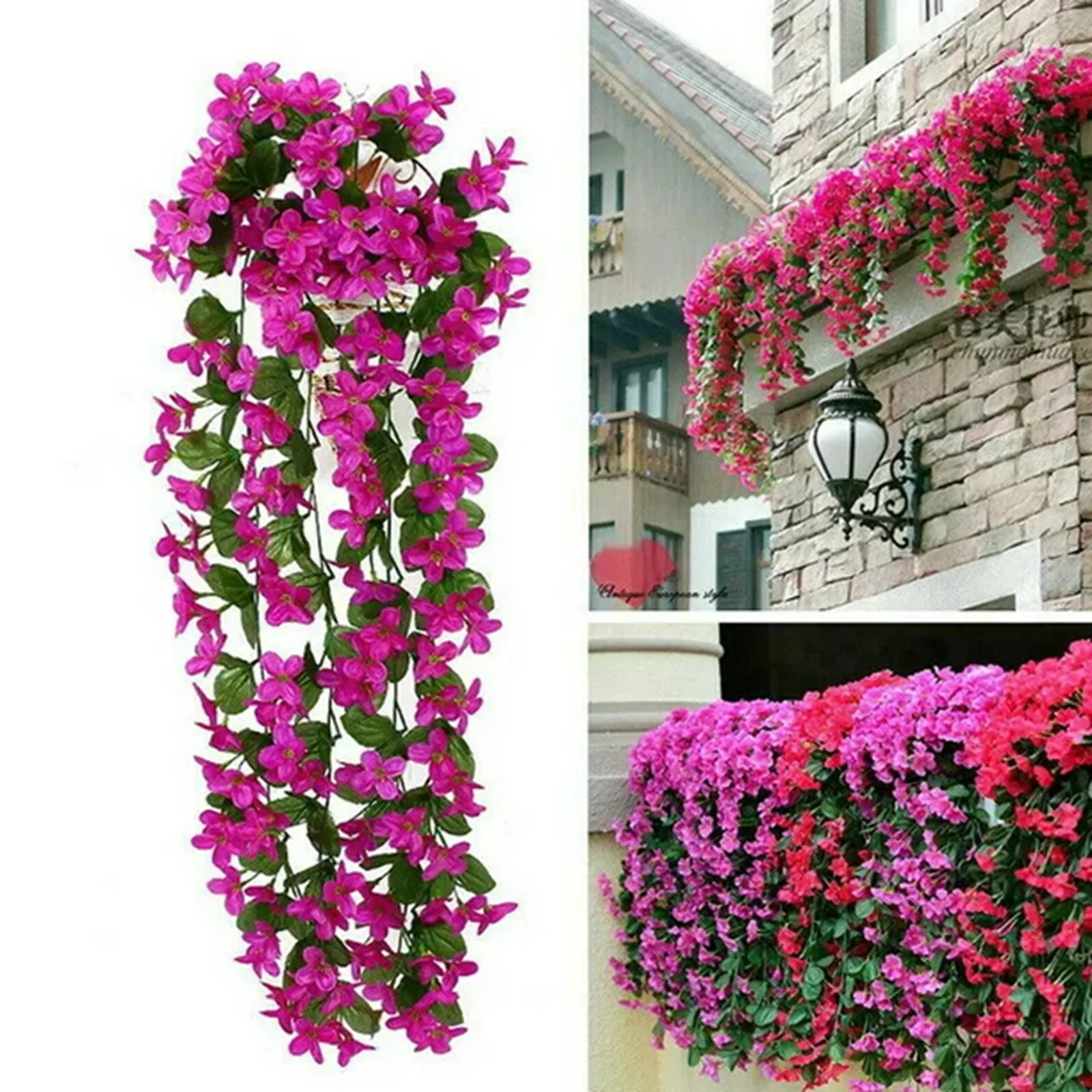 Artificial Violet Flower Vines Plastic Fake Flowers Wall Hanging Plants Wisteria Garland for Wedding Home Garden Decoration