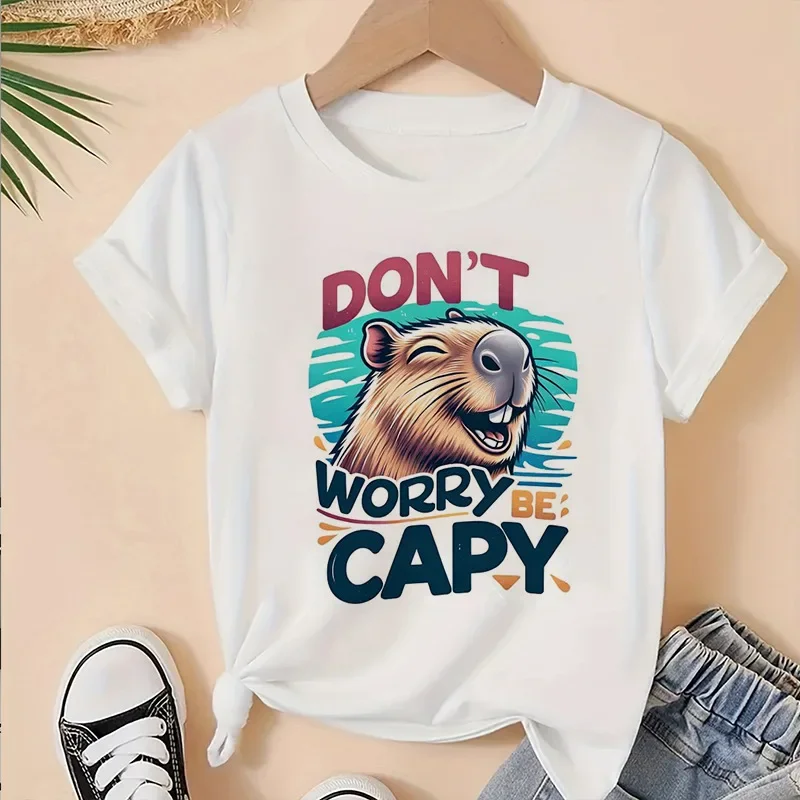 

Capybara Cardigan Q-version Thin Sleeve T-shirt for Men and Women, Middle to Large Size, New Summer Collection