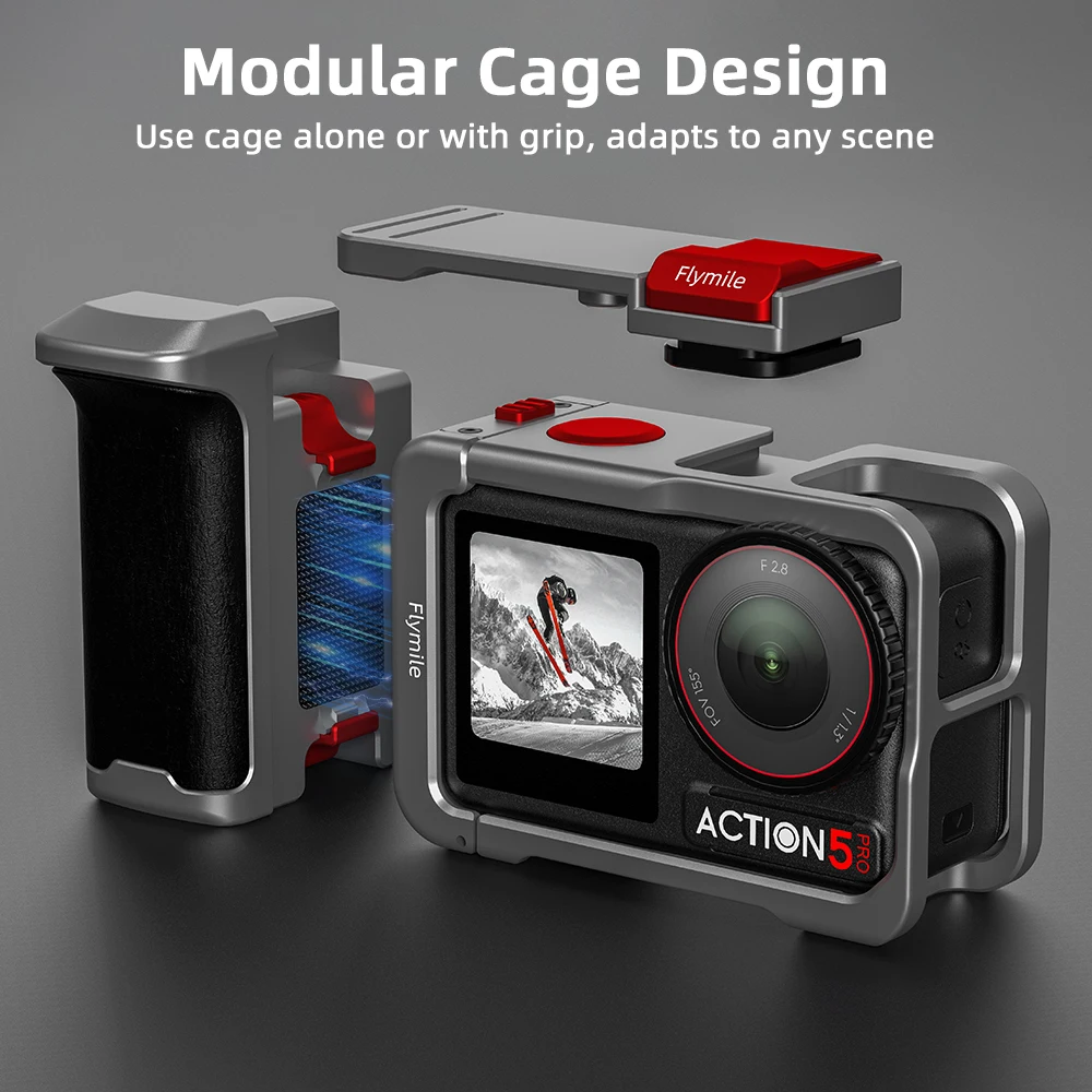 Suporte de metal para câmera de ação dji action 3/4/5 pro, proteção completa, liberação rápida, expansão de sapato, acessórios para câmera